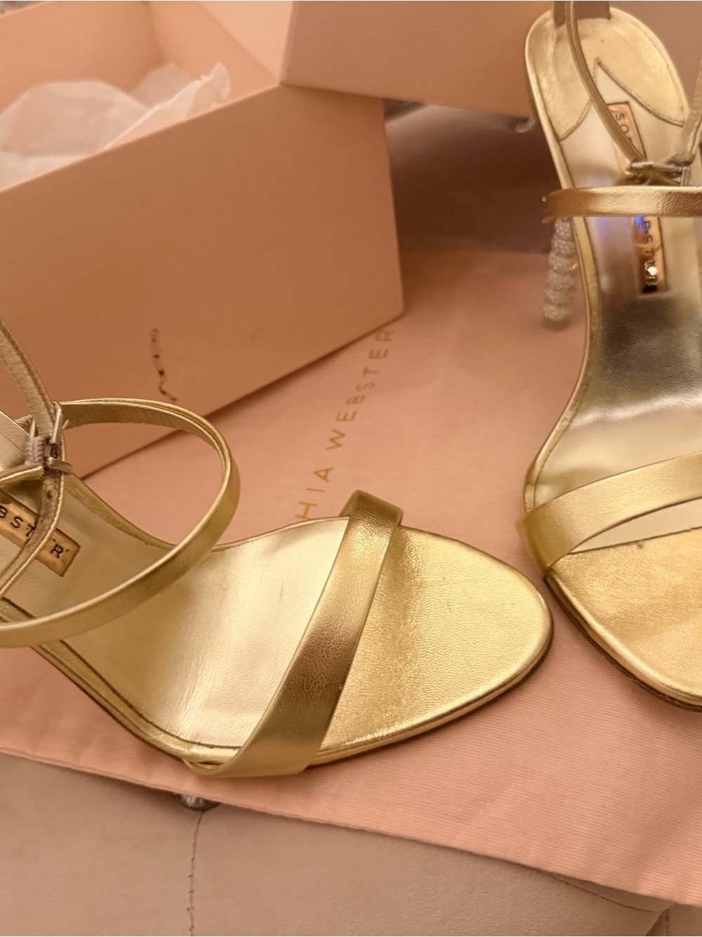 Sophia Webster Metallic Gold Strappy Sandals